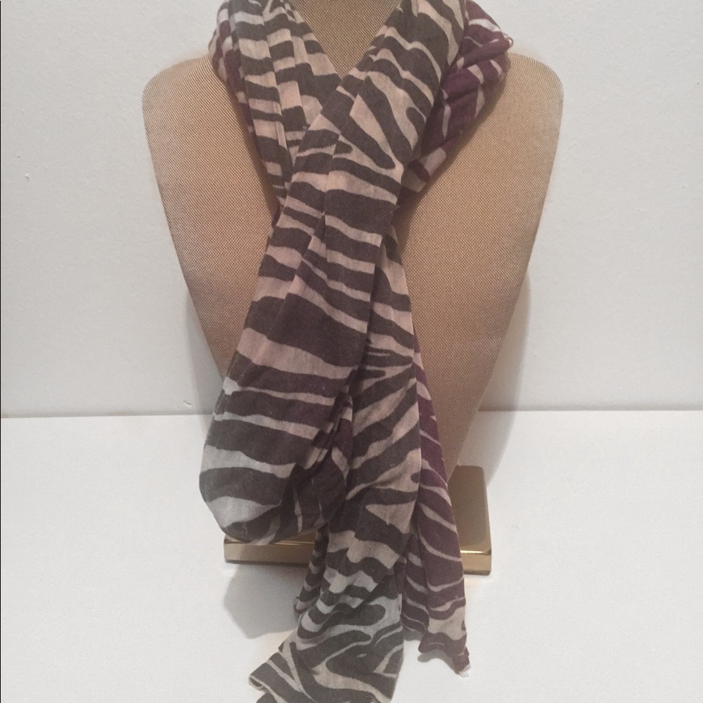 Black, White and Purple Zebra Print Scarf